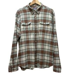 Patagonia Plaid Organic Cotton Mens Long Sleeve Button Up Large Casual Gorp EUC